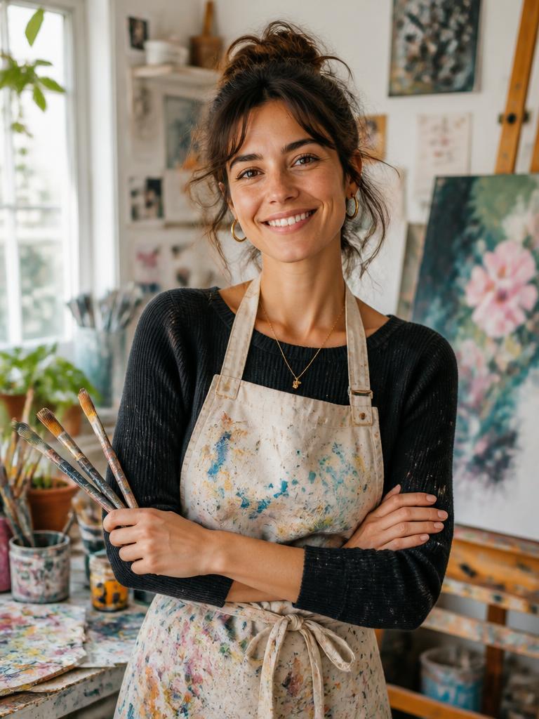 Retrato de la artista en su estudio